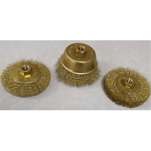 Safe Working Non Magnetic Non Sparking 4 Inch Bronze Wire Cup Brush For Oil Pipeline