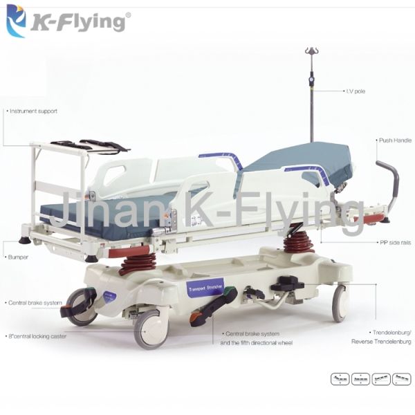 Hospital Patient Transfer Medical Trolley Cart Hydraulic Emergency Stretcher