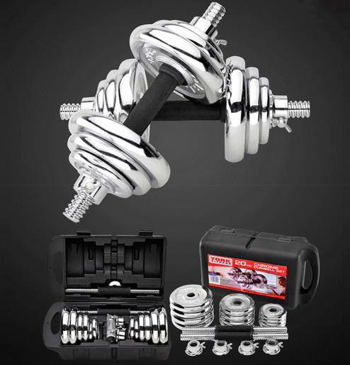 15kg 20kg 30kg fitness cast iron   chromed adjustable dumbbell set with steel collars