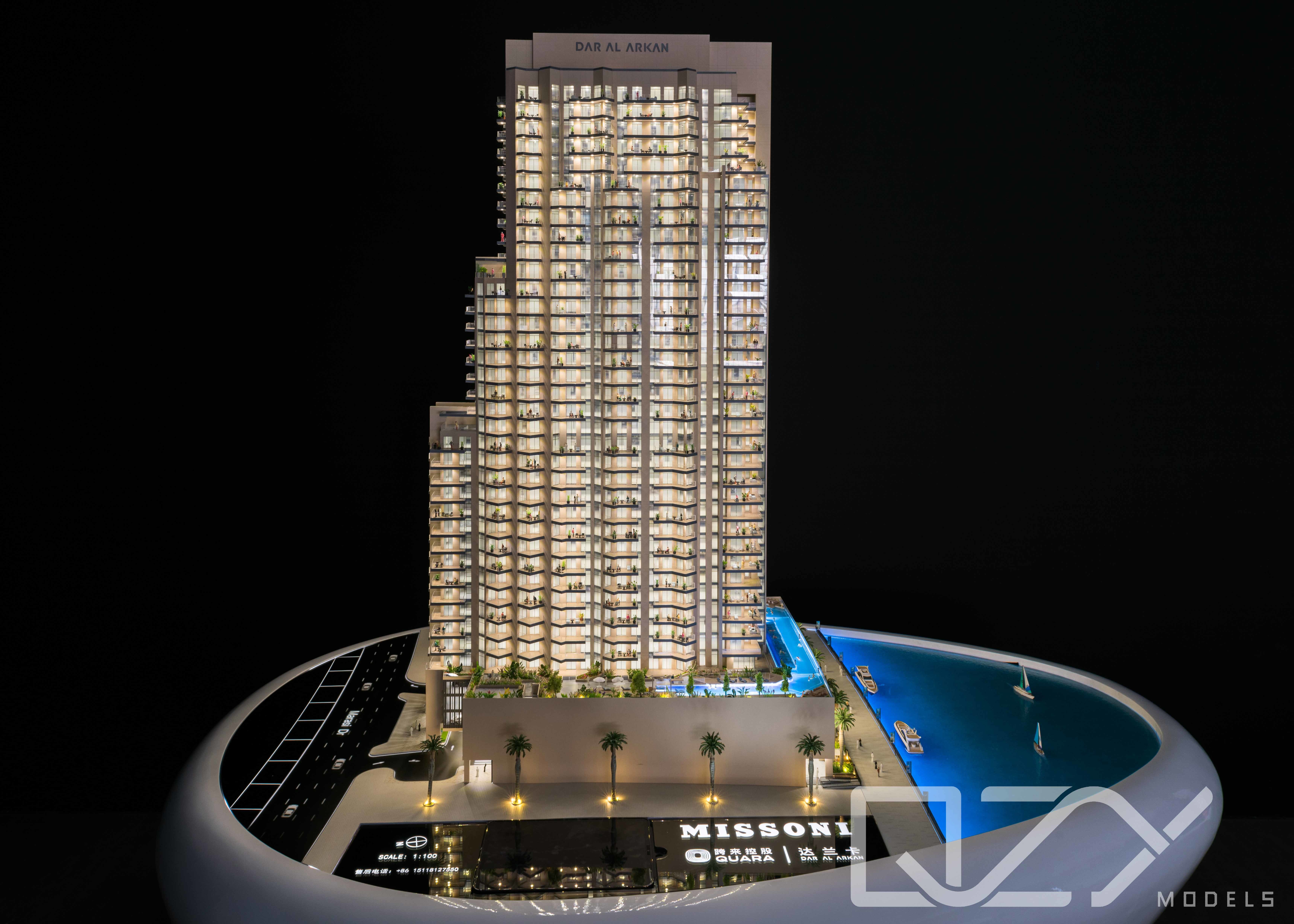 1/100 Масштабная архитектурная модель Изготовление принадлежностей 3D-строительство Missoni Dubai Residential