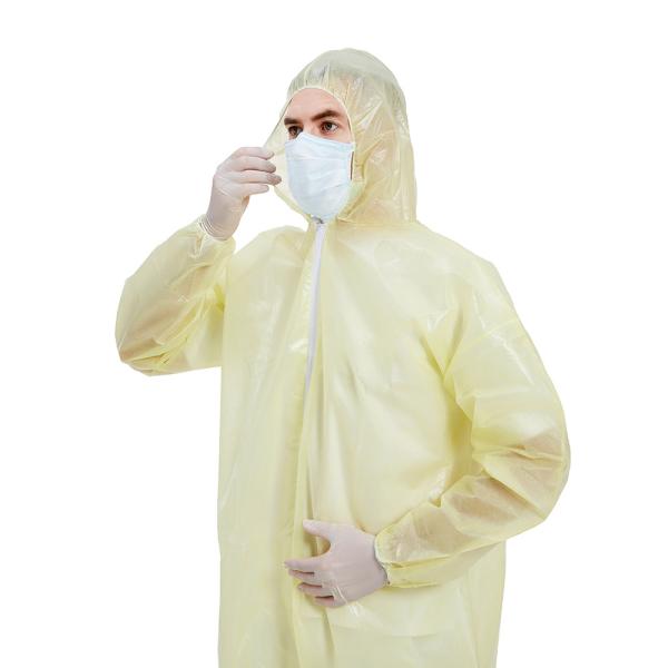 Light Yellow PP PE Disposable Coveralls Type 5 & 6 4 S/M/L/XL/XXL/XXXL/XXXXL