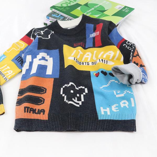 Long sleeve Winter Top Knitted Pullover Kid Children Girl Boy Clothes Clothing Allover Printed sweater