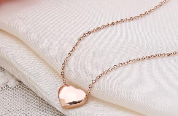 Stainless Steel Necklace Pink Gold 18K Rose Golden Fashion Necklace