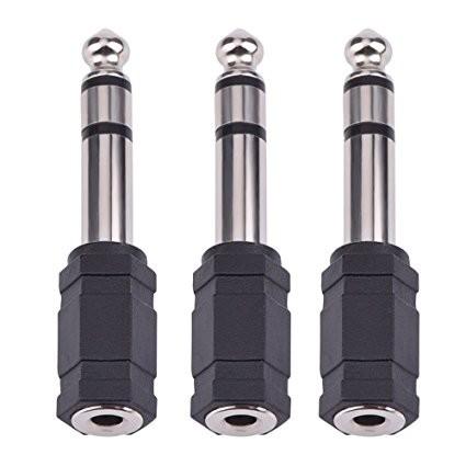 6.35 mm Audio Stereo Plug to 3.5 mm Stereo Headphone Jack Adapter
