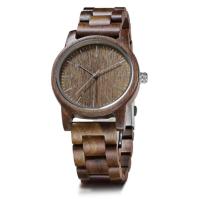 Forme ronde faite main de cas de quartz de montre de logo en bois imperméable d'OEM