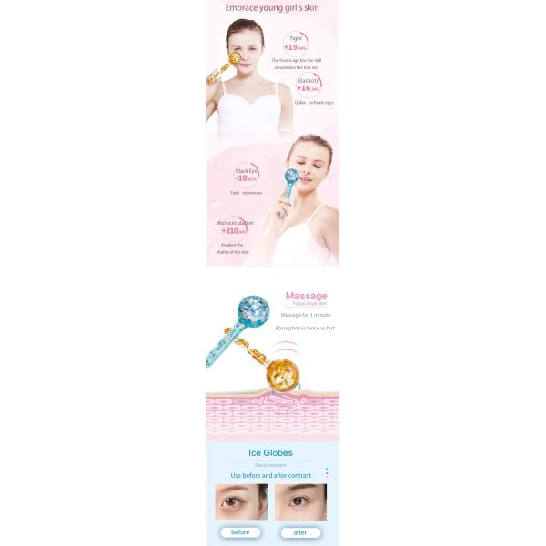 Cooling Ice Globes 24K Gold Face Massager Roller for Daily Beauty Routines to Reduce Facial Swelling and Dark Circles