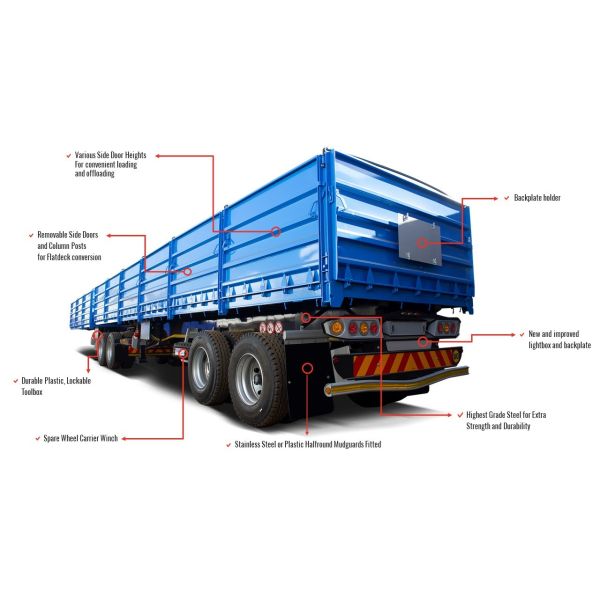High Quality Steel Excellent Engine Rugged and Durable South Africa Truck Bodies Dropside Trailer