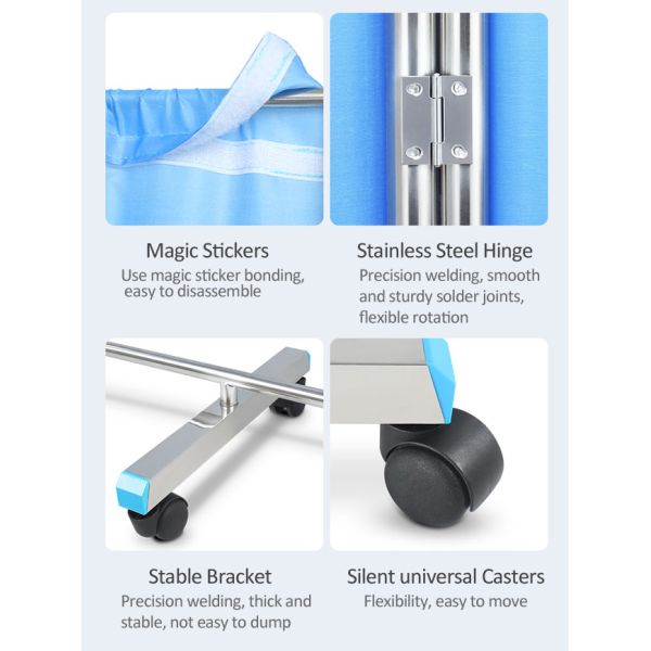 Медицинский складывая экран палаты нержавеющей стали четырехголосный для больницы