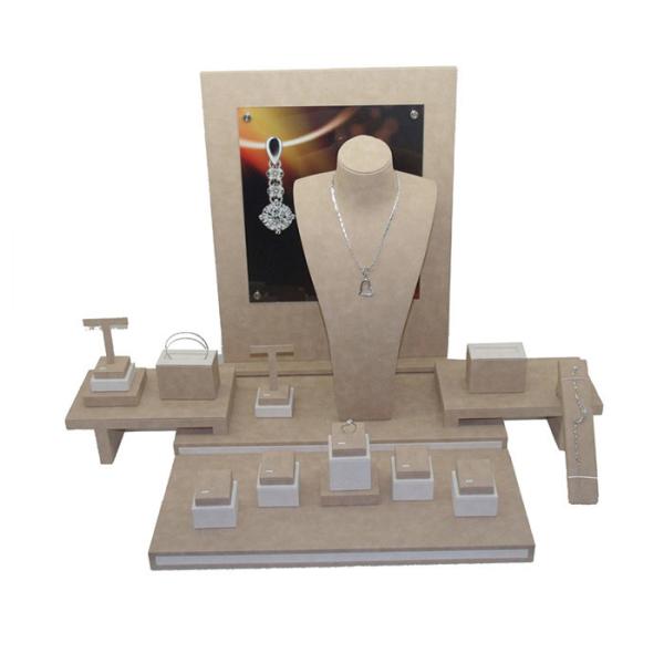 Jewelry Showcase Display Set for Necklace,Earring,Ring With Changeable Image Back Panel