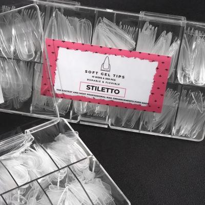 Stiletto Extra Long Press on Nail Extension Tips Full Cover Faux Nails Tips for Small Nails Single item French Style
