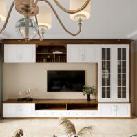 Armoire de support de télévision en MDF en bois massif de 80 pouces avec tiroirs anti-eau