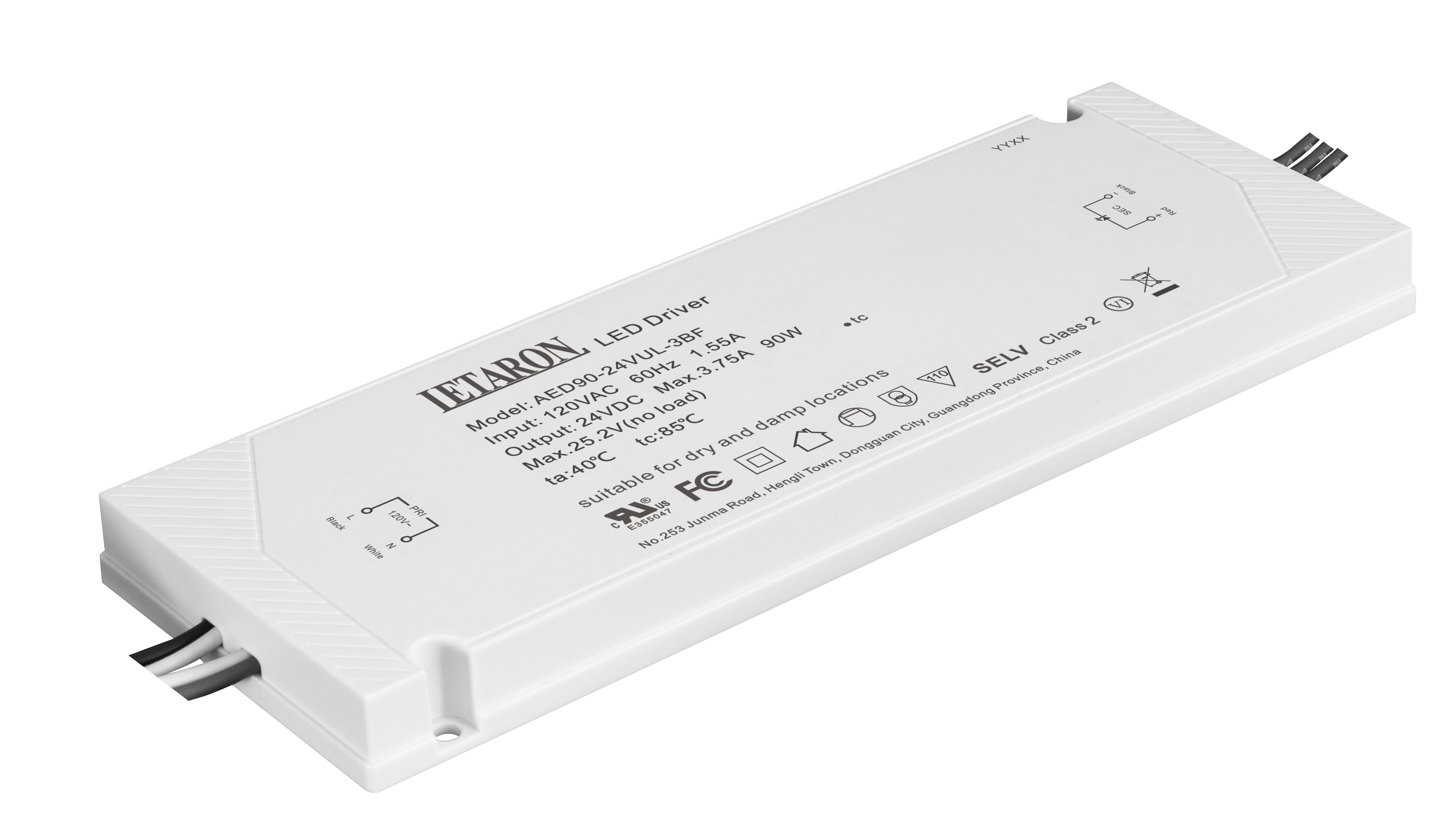 Letaron UL Listed 90W 24V LED Driver Class II Protection for Bathroom Mirror Lights