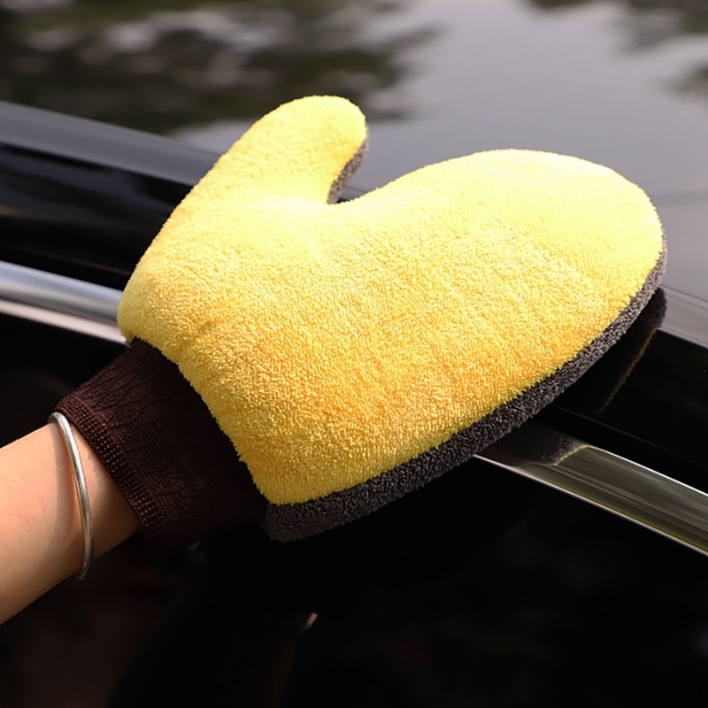 Bear Paw 23x19.5cm Coral Fleece Microfiber Wash Mitt Waterproof For Car Cleaning