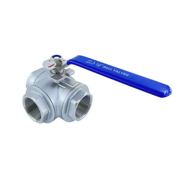 Válvula de esfera de três vias de aço inoxidável 304/316 direta com fio feminino de temperatura normal