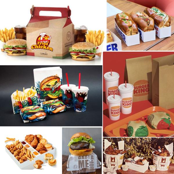 Custom Printed Takeaway Fried Chicken Burger Paper Box Fish and Chips Potato Fries Street Snack Food Packaging Box for Fast Food