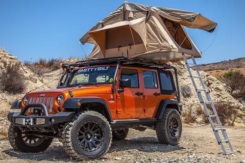 Customized Pop Up Roof Top Tent , Aluminum Pole Roof Rack Mounted Tent