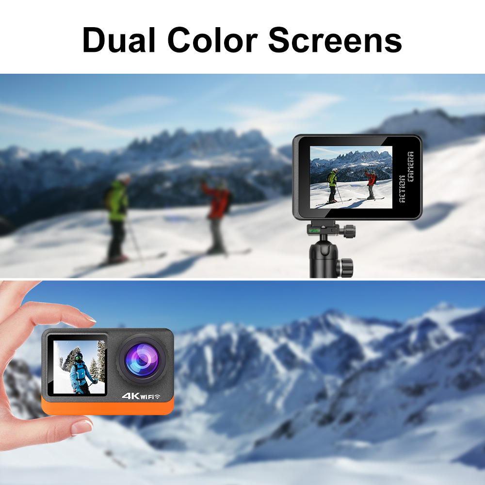 4K Waterproof Sports Action Camera with 170 Wide Angle Dual Touch Screen WiFi 30m Housing 2.4G Remote Control for Outdoor Use