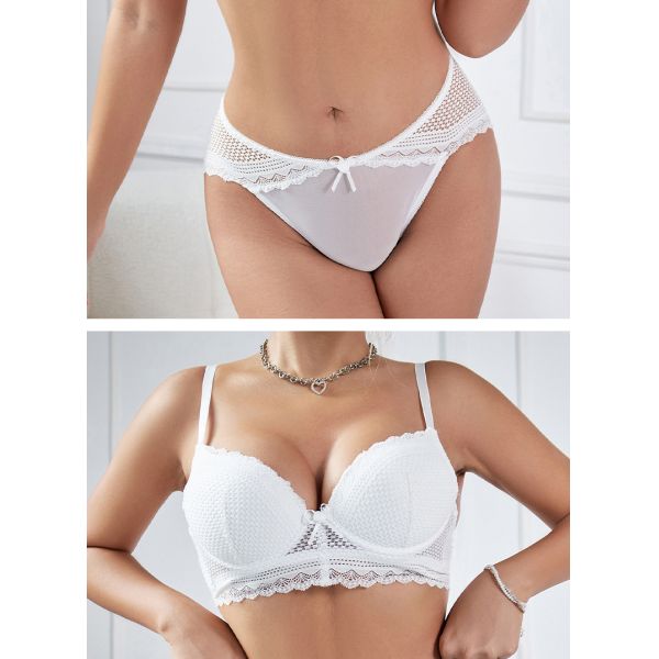 Women Sweet Sexy  Lingerie Set White Color Lace Sexy Lingerie Beautiful Underwear Matching Set Embroidered Lingerie for Women