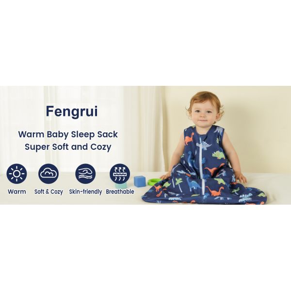 2 Pack Micro-Fleece Baby Sleep Sack with 2-Way Zipper - Comfortable Wearable Blanket With Dinosaur