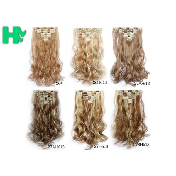 Mixed Brown Color Synthetic Hair Weave Extensions Natural Curly Weft , Tangle Free