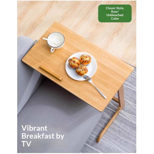 Foldable Bamboo Computer Desk Home Coffee Breakfast Computer Table Multifunction Adjustable Corner Desk for Living Room Bedroom