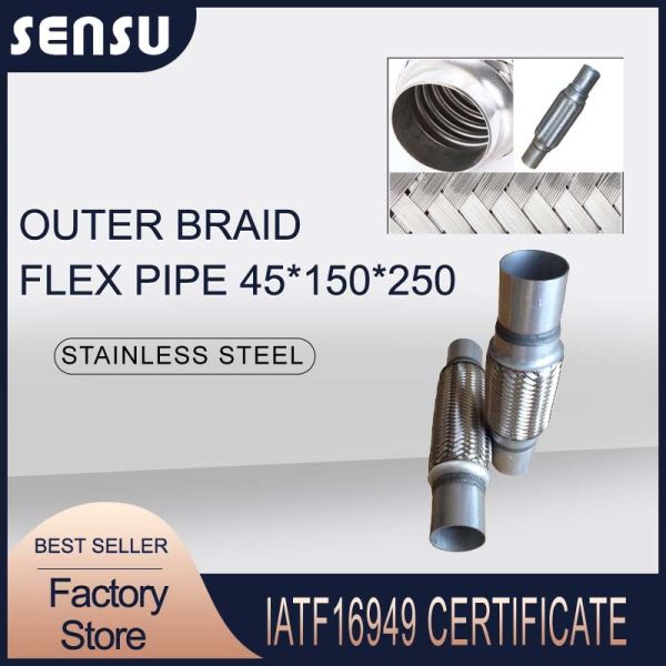 45*150*150mm Outer Braid Flexible Exhaust Pipe Joint With Extention Tube