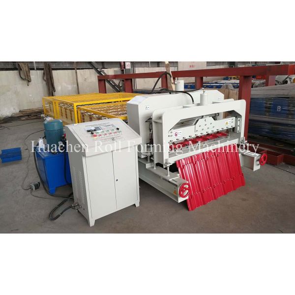 Thickness 0.3 - 0.6mm Metal Glazed Tile Cold Roll Forming Machine With CE Safe Cover