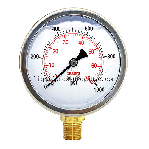 4 Inch Liquid 1000psi Silicone Filled Pressure Gauge 1/2 NPT 101.6mm