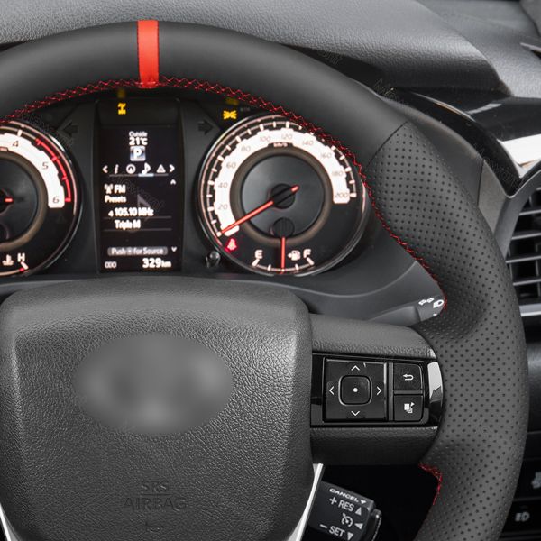 Cheap Black Pu Faux Leather Steering Wheel Wrap Cover For Toyota Hilux Pickup 2.0 2.4 2.8 P/U SC E DC G Indonesia 2015-2024