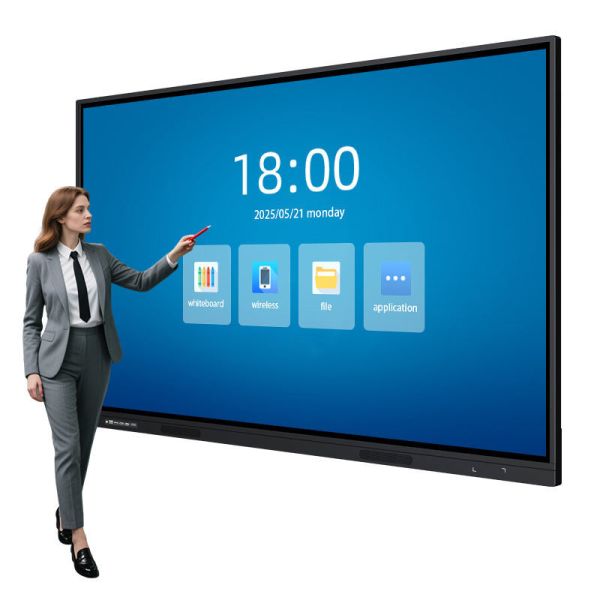 4K UHD Interactive Smart Whiteboard with Built-in Camera and Wall Mount for Business Meetings