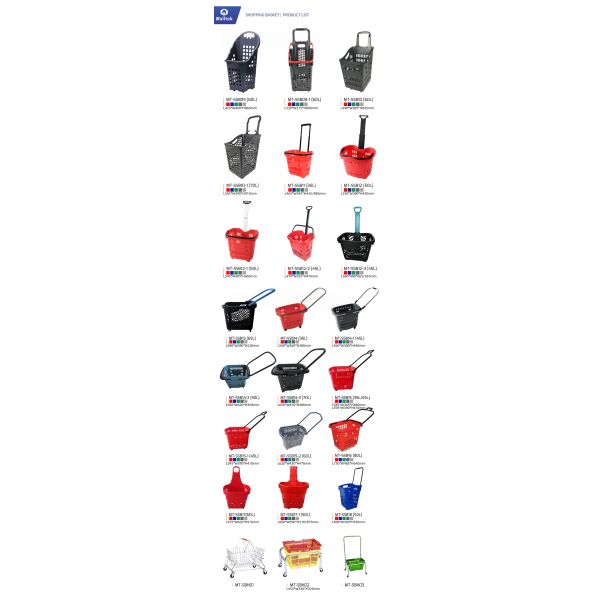 70L Grey Rolling Plastic Shopping Basket With High Capacity