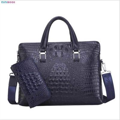 End Crocodile Embossed Genuine Leather Business Handbags Briefcase Laptop Bag for Men