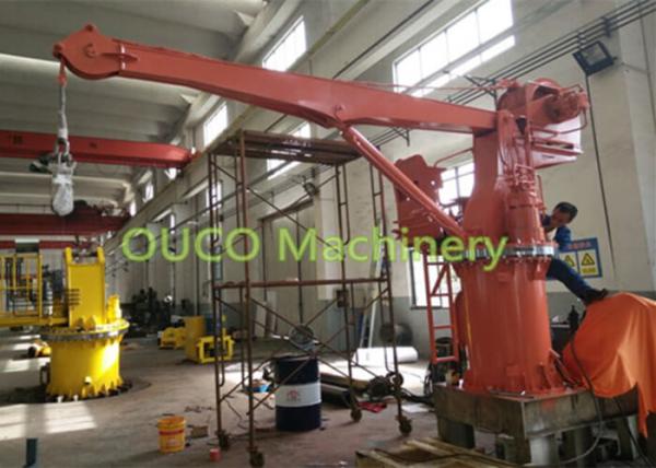 Hydraulic Marine Deck Crane Stiff Boom 3 Ton 4 Meter Pedestal Floor Mounted