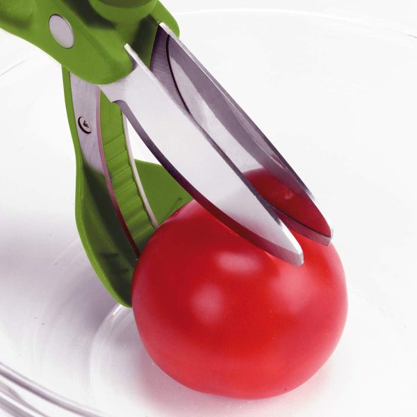 Stocked Salad Scissors With PP TPR Handle Green Vegetable Chopper for Salad Cutting