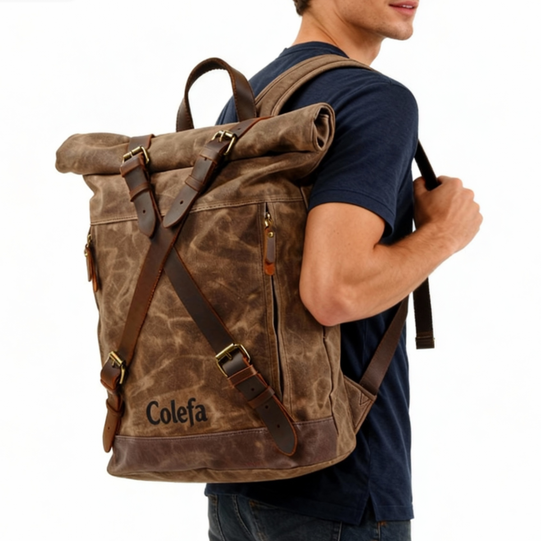 Colefa Foldable Hiking Daypack Anti-theft Travel Casual Urban Exploration Rucksack Unisex Trail Camping Rolling Canvas Backpack