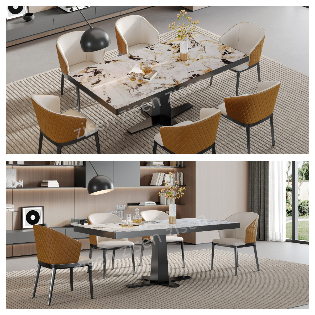 Современный крестовый основной мраморный металлический обеденный стол высотой 750 мм прямоугольное стекло