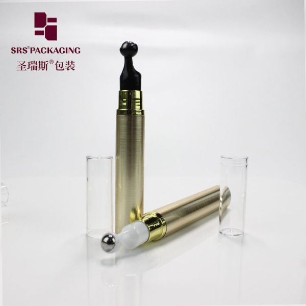 Metalized gold color plastic press airless cosmetic 10ml 5ml pump bottle eye cream