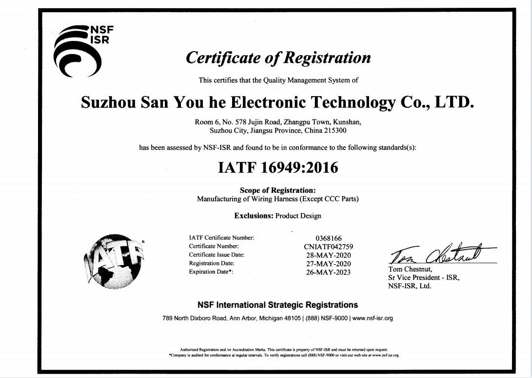 Suzhou Sanyouhe Electronic Technology Co., Ltd. Сертификации