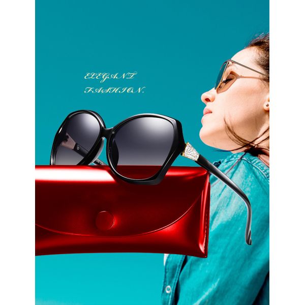 144MM PC Sunglasses Women'S Polarized With Readers Diamond Decoration