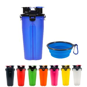 вода собаки 350ml и бутылка Hallupets еды со складными портативными шарами