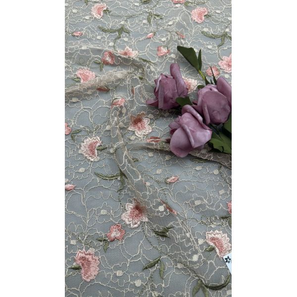 100% Cotton Embroidery Lace Fabric Floral Elegent Embroidery Fabric For Party Dress