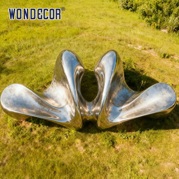 Large Outdoor Abstract Stainless Steel Sculpture 'Rhythm Wings'