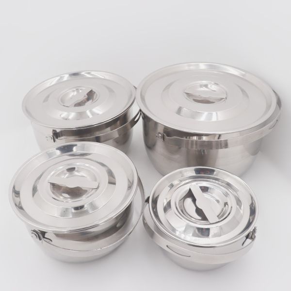 5pcs Basin Lid Stewed Soup 26.3cm Stainless Steel Cooking Pot