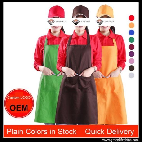 Promotional advertisement custom high quality kitchen aprons wholesale ready for logo