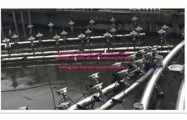 Stainless Steel Running Fountain Water Pipe Frame With LED Underwater Lights 2 Big Round