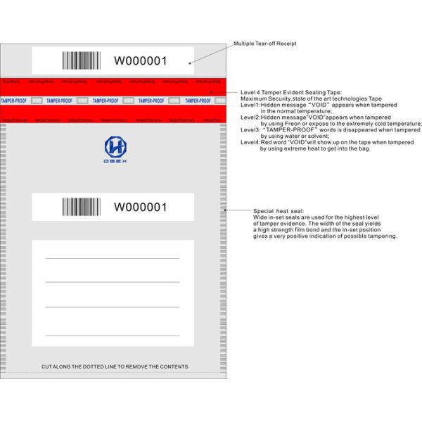 Сумки прозрачной трамбовки очевидные/сумки безопасностью банка с ЛОГОТИПОМ печатают