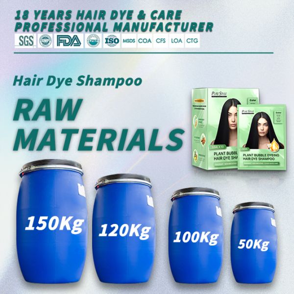 Plant Hair Dye Shampoo Raw Material Black Hair Dye Gray Coverage OEM Organic Hair Colour  Shampoo OEM