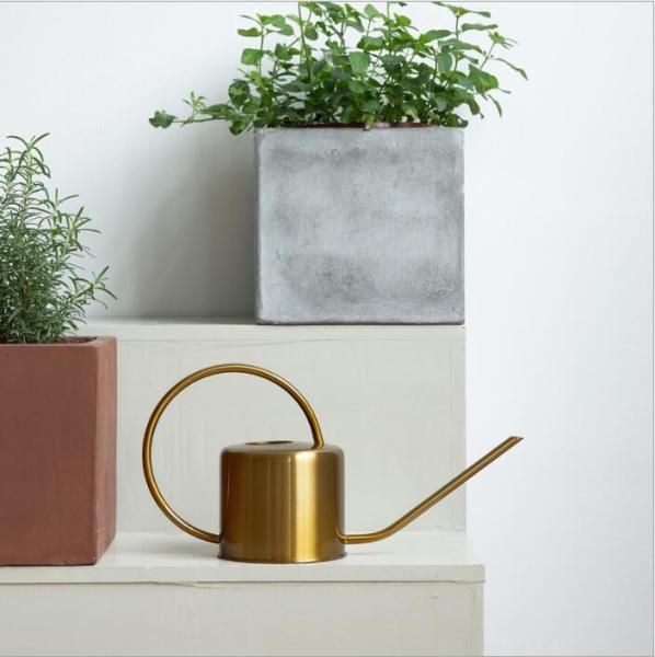 Brass Stainless Steel metal Watering Can 1.2L, Long Spout,Modern Style