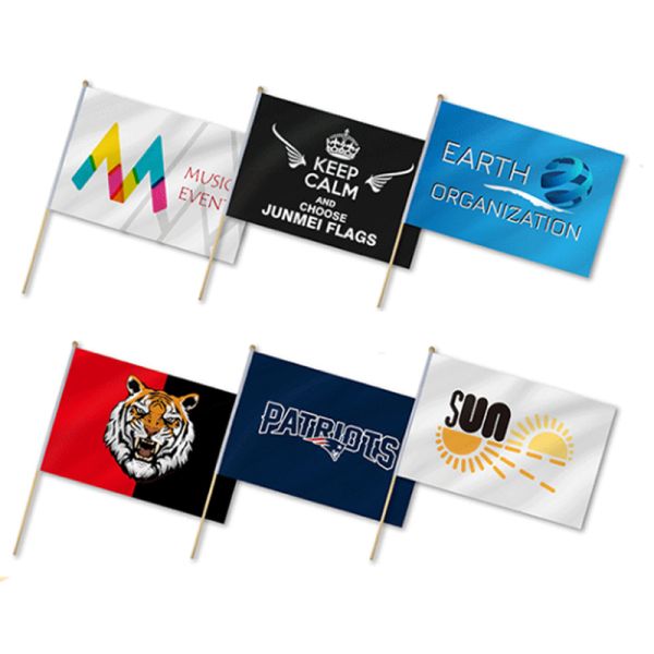 Custom Sublimated Flags Double Sided White Polyester Sublimation Hand Flag Blanks