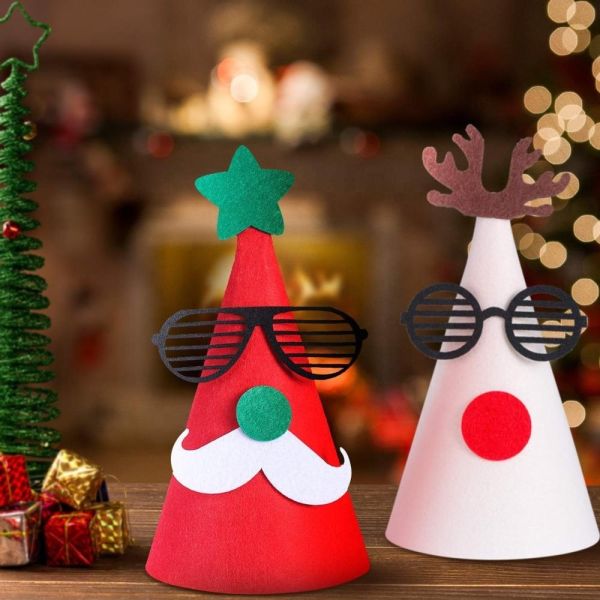Handmade Felt Christmas Tree Ornaments , Christmas Gift Hat With Antlers